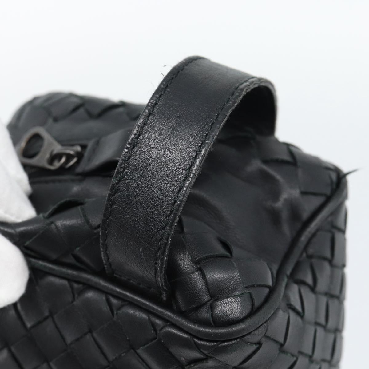 BOTTEGA VENETA INTRECCIATO Clutch Bag Leather Black Auth 188323A