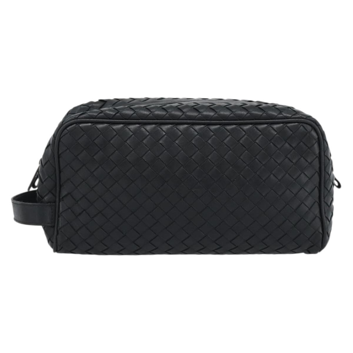 BOTTEGA VENETA INTRECCIATO Clutch Bag Leather Black Auth 188323A