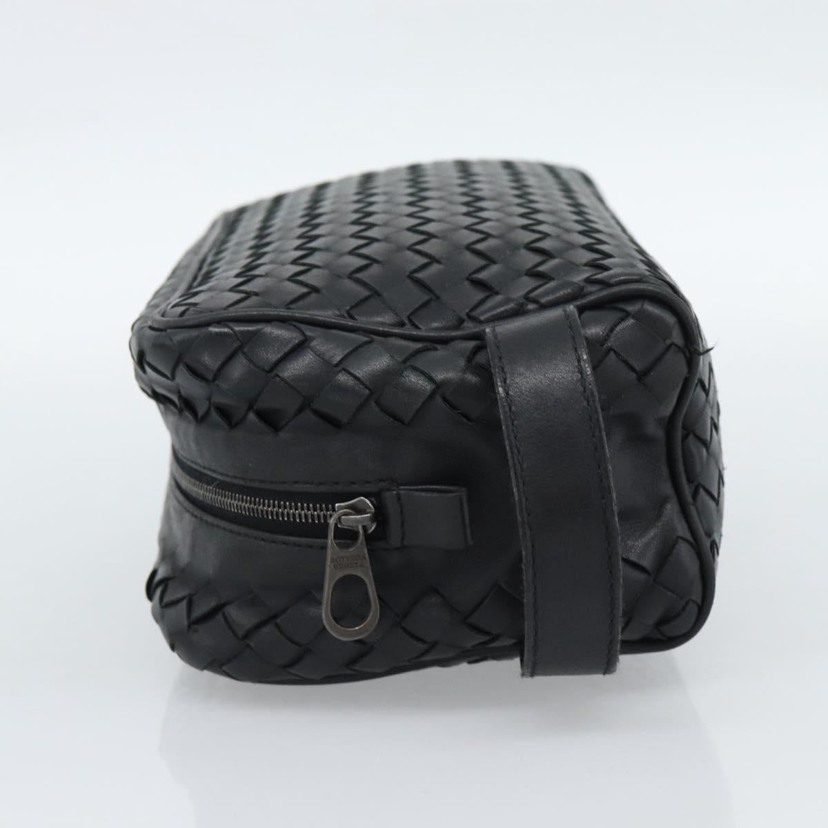 BOTTEGA VENETA INTRECCIATO Clutch Bag Leather Black Auth 188323A