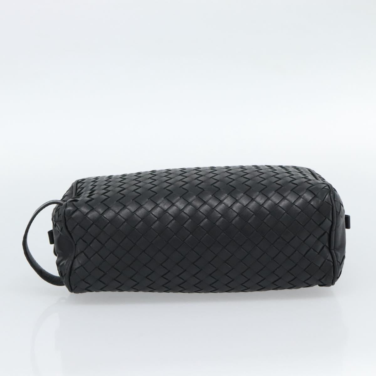 BOTTEGA VENETA INTRECCIATO Clutch Bag Leather Black Auth 188323A