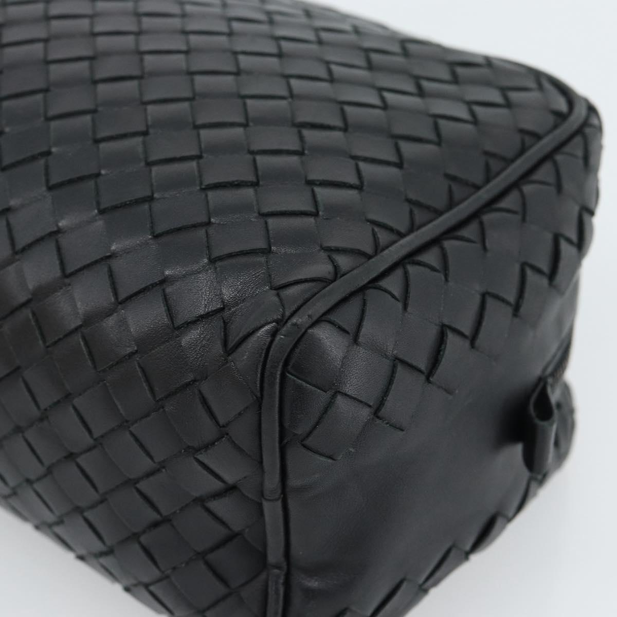 BOTTEGA VENETA INTRECCIATO Clutch Bag Leather Black Auth 188323A