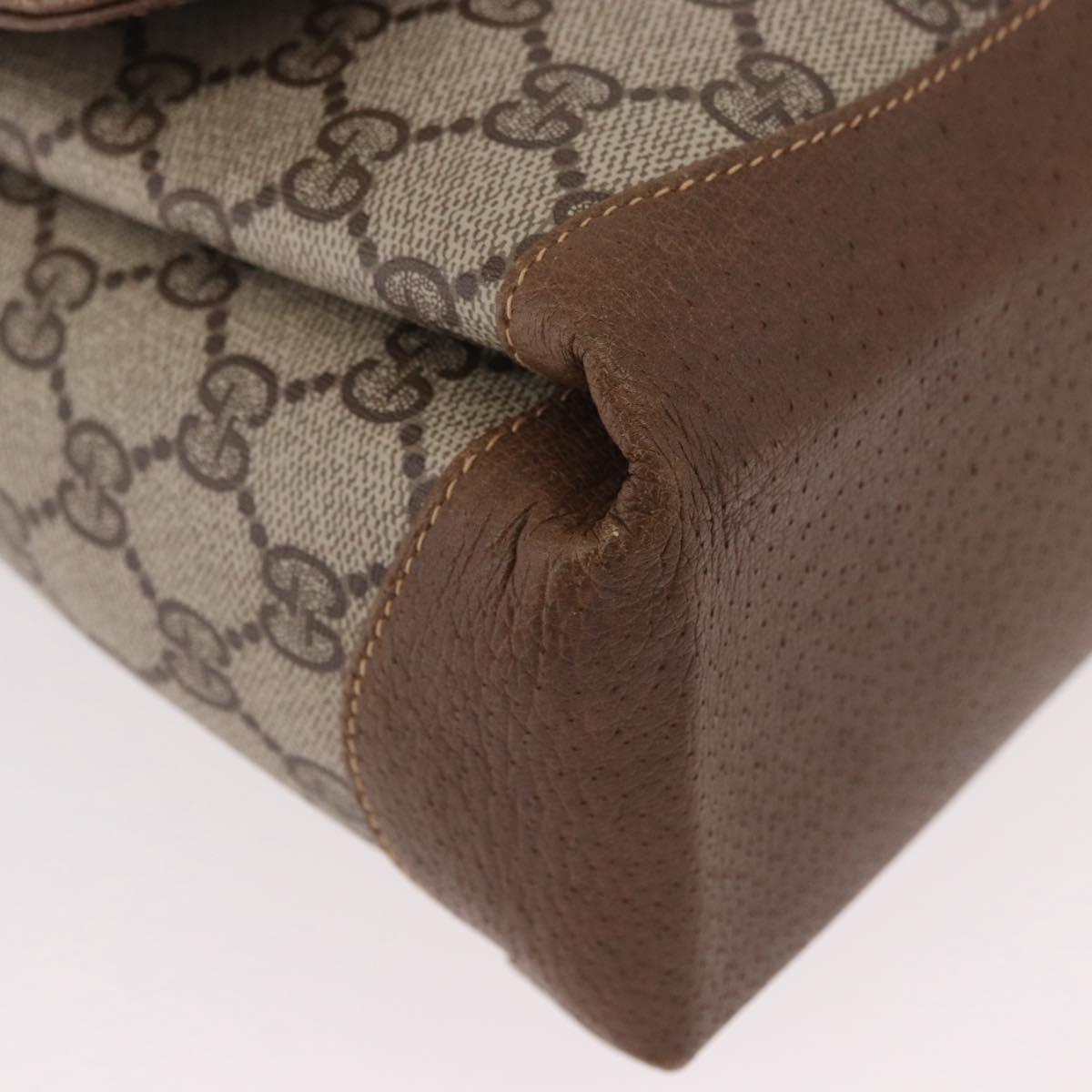 GUCCI GG Supreme Shoulder Bag PVC Beige Gold Auth 188325