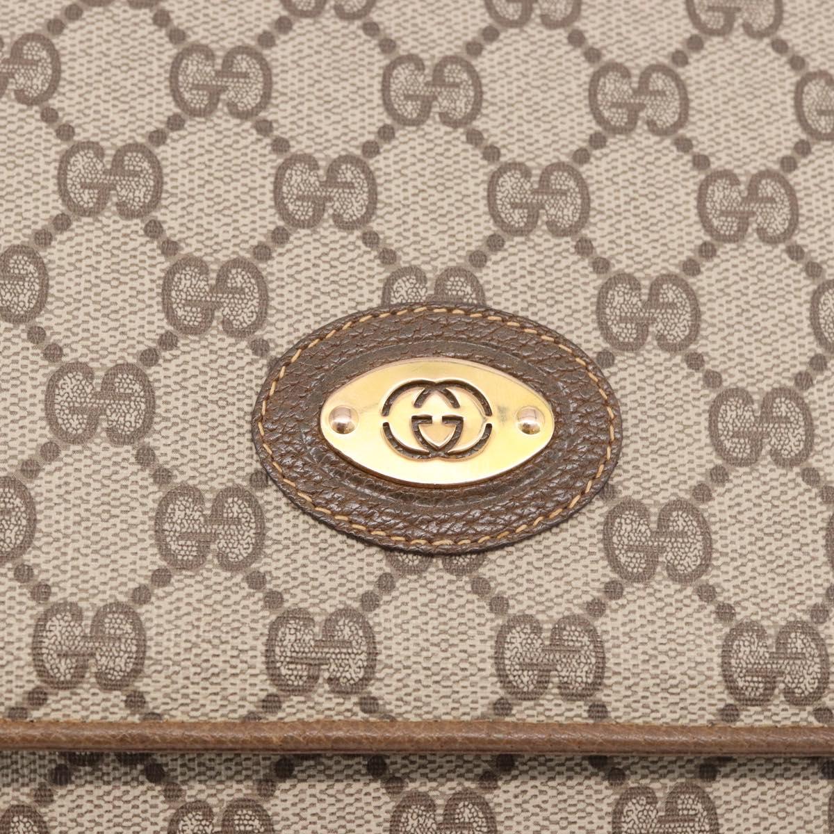 GUCCI GG Supreme Shoulder Bag PVC Beige Gold Auth 188325
