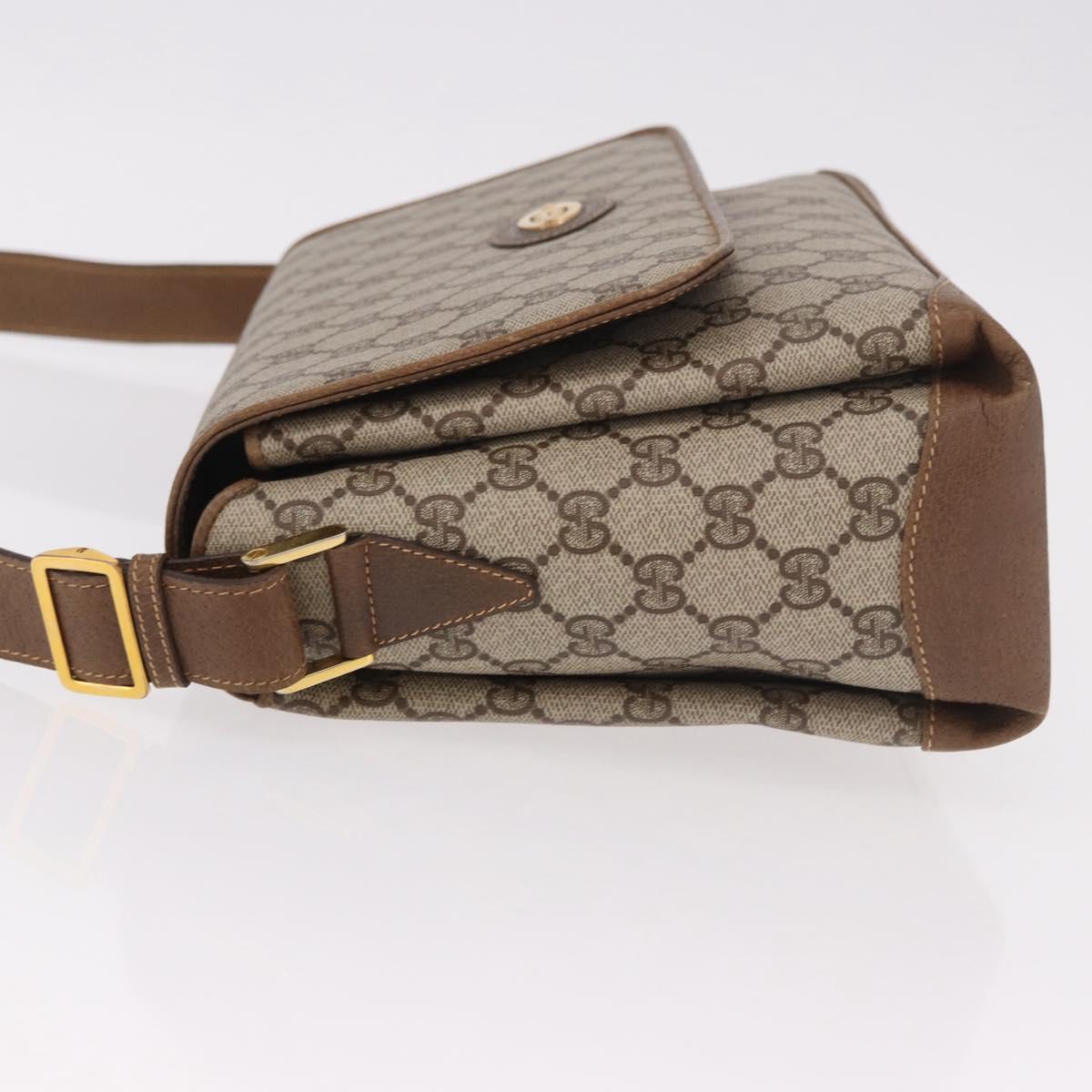 GUCCI GG Supreme Shoulder Bag PVC Beige Gold Auth 188325