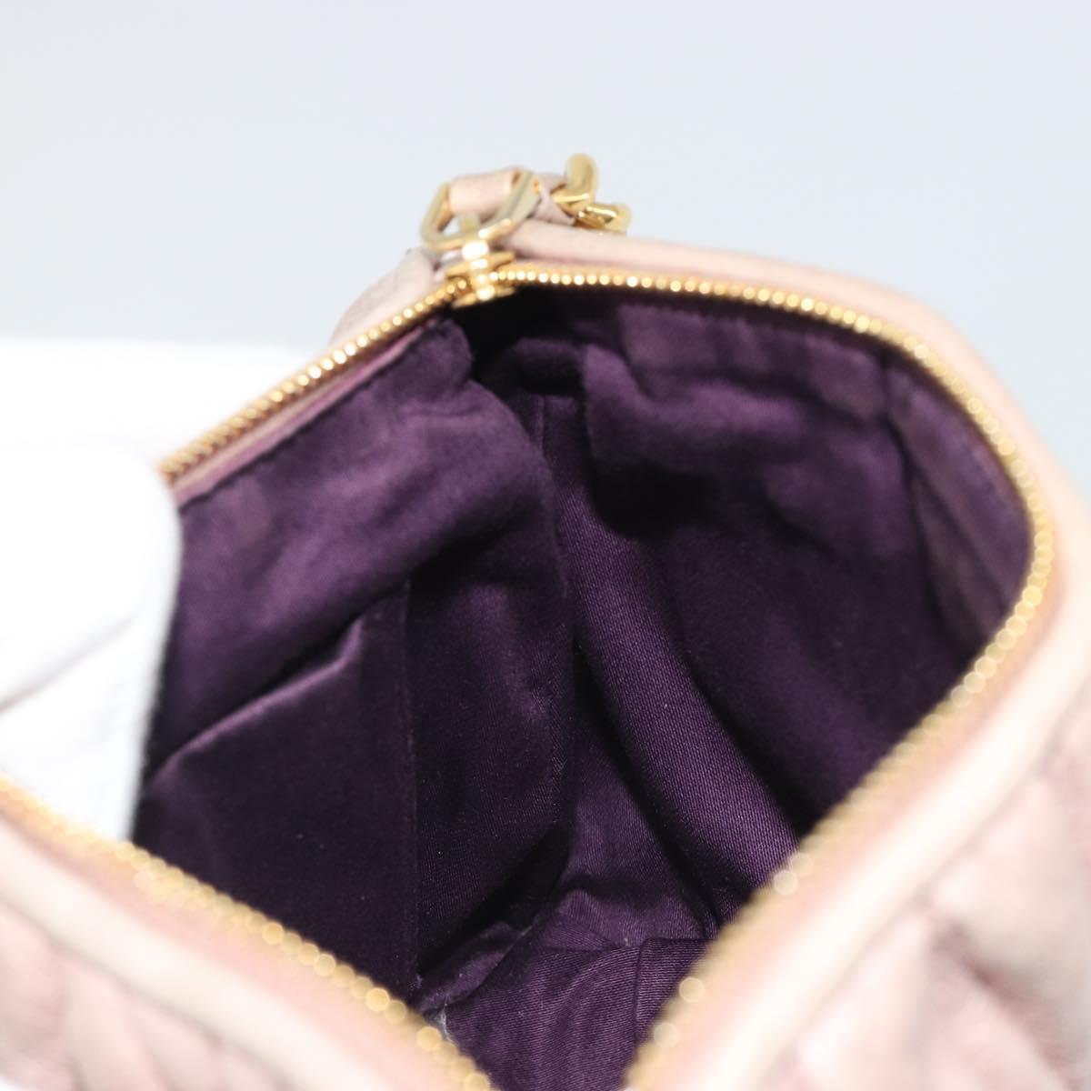 Miu Miu Matelasse Hand Bag Lamb Skin Pink Gold Auth 188328A