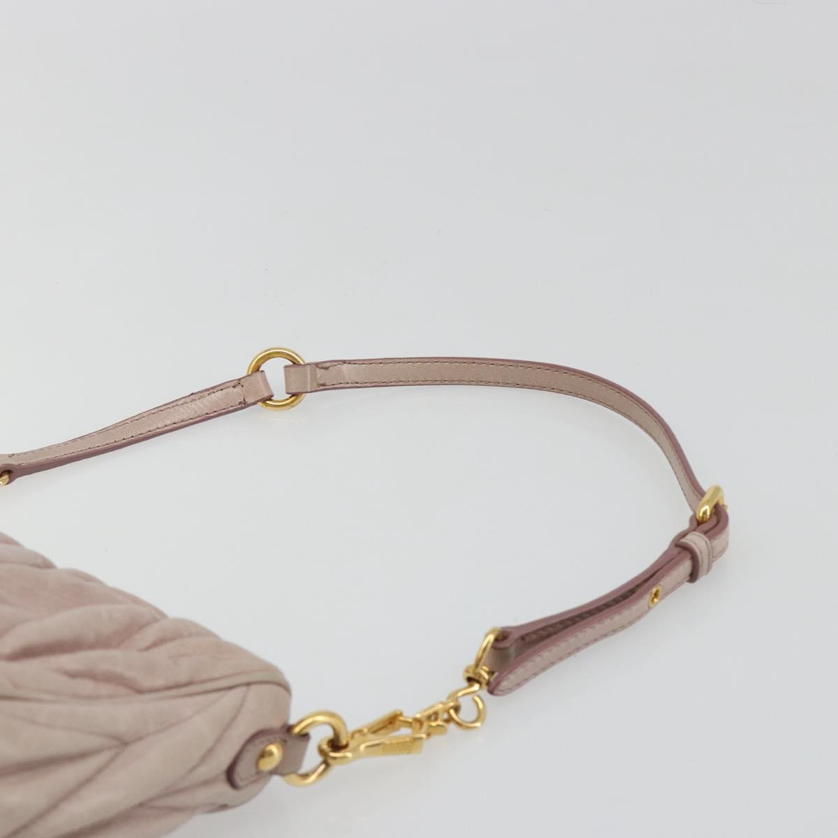 Miu Miu Matelasse Hand Bag Lamb Skin Pink Gold Auth 188328A