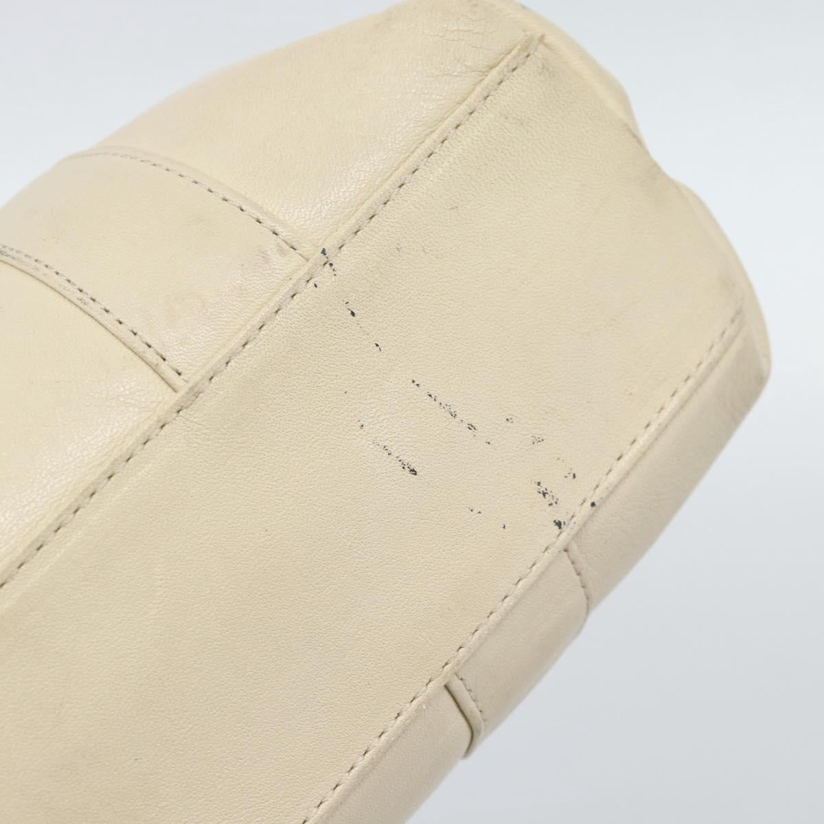 Christian Dior Hand Bag Leather Beige Gold Auth 188329