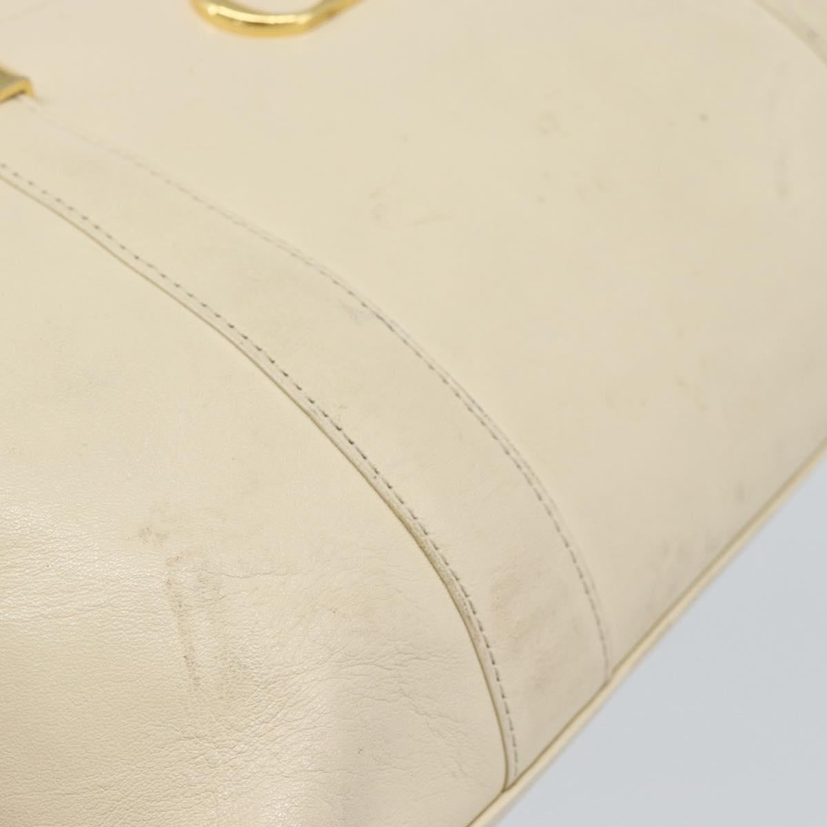 Christian Dior Hand Bag Leather Beige Gold Auth 188329