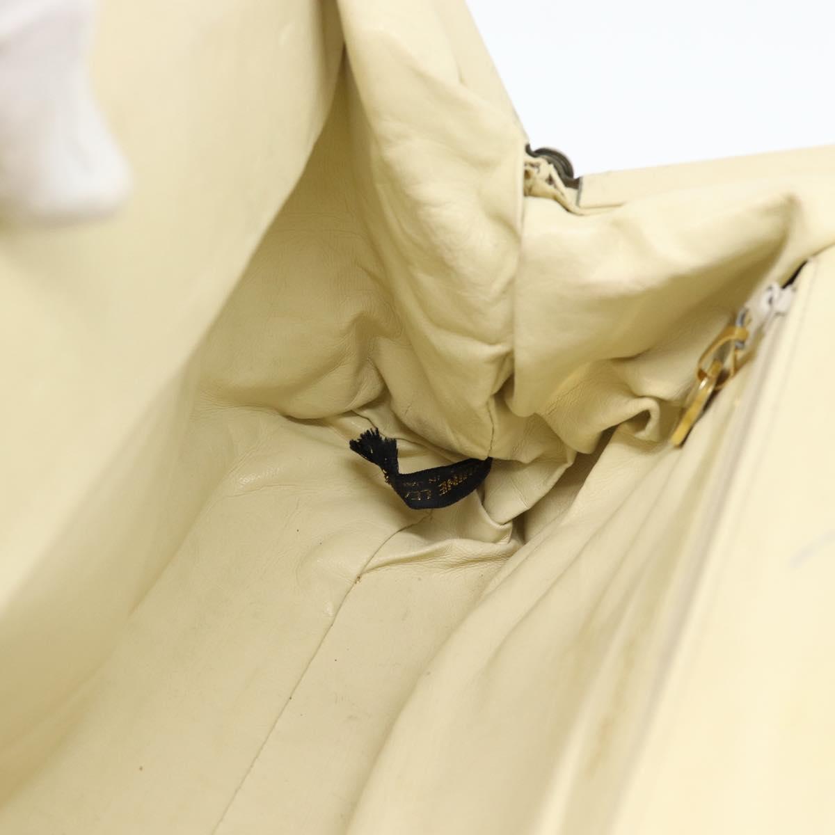 Christian Dior Hand Bag Leather Beige Gold Auth 188329