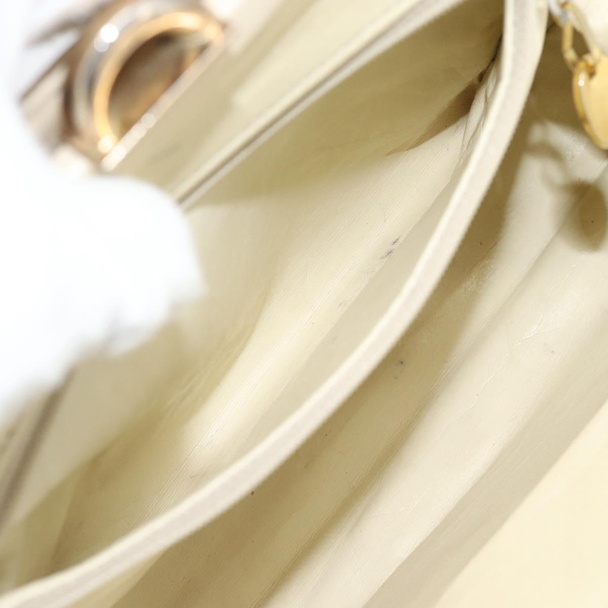 Christian Dior Hand Bag Leather Beige Gold Auth 188329