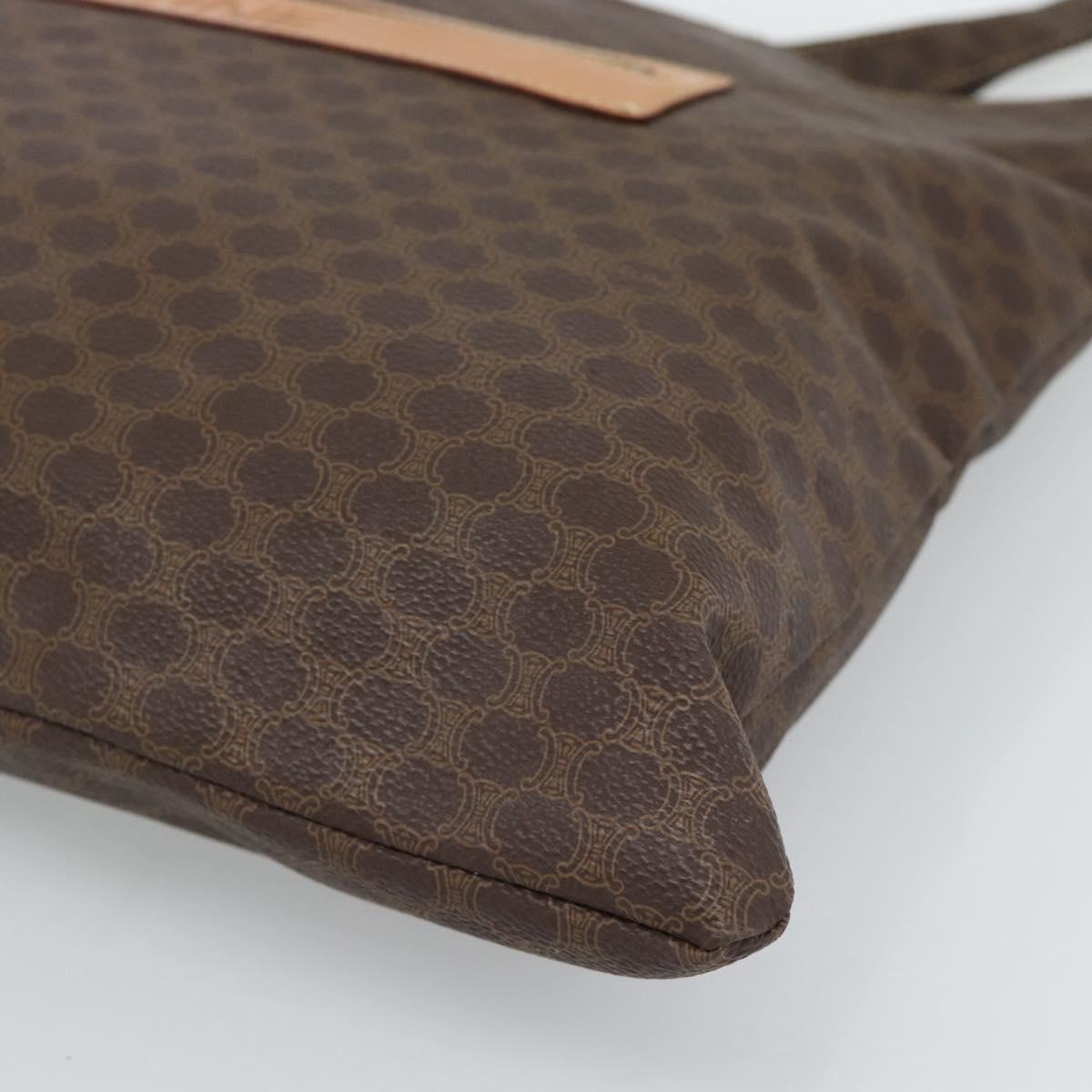 CELINE Macadam Canvas Tote Bag PVC Leather Brown gold Auth 188332A