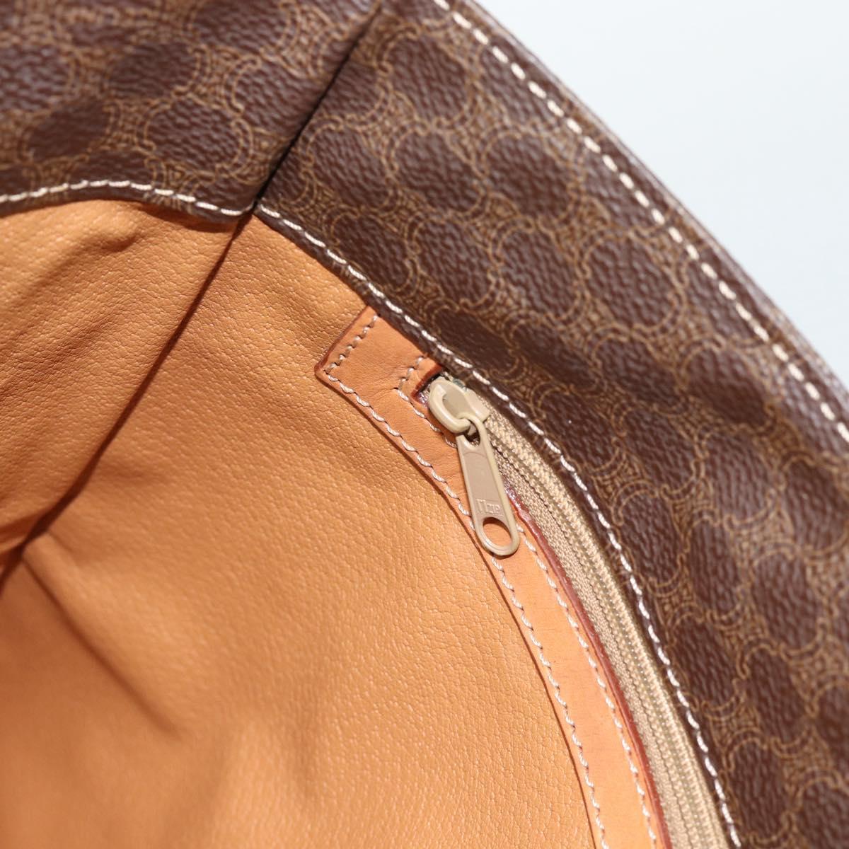CELINE Macadam Canvas Tote Bag PVC Leather Brown gold Auth 188332A