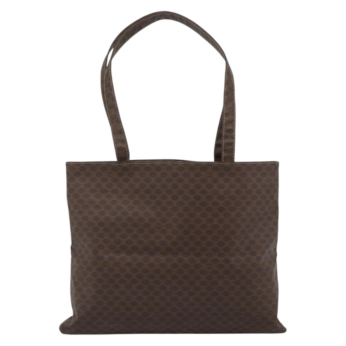 CELINE Macadam Canvas Tote Bag PVC Leather Brown gold Auth 188332A