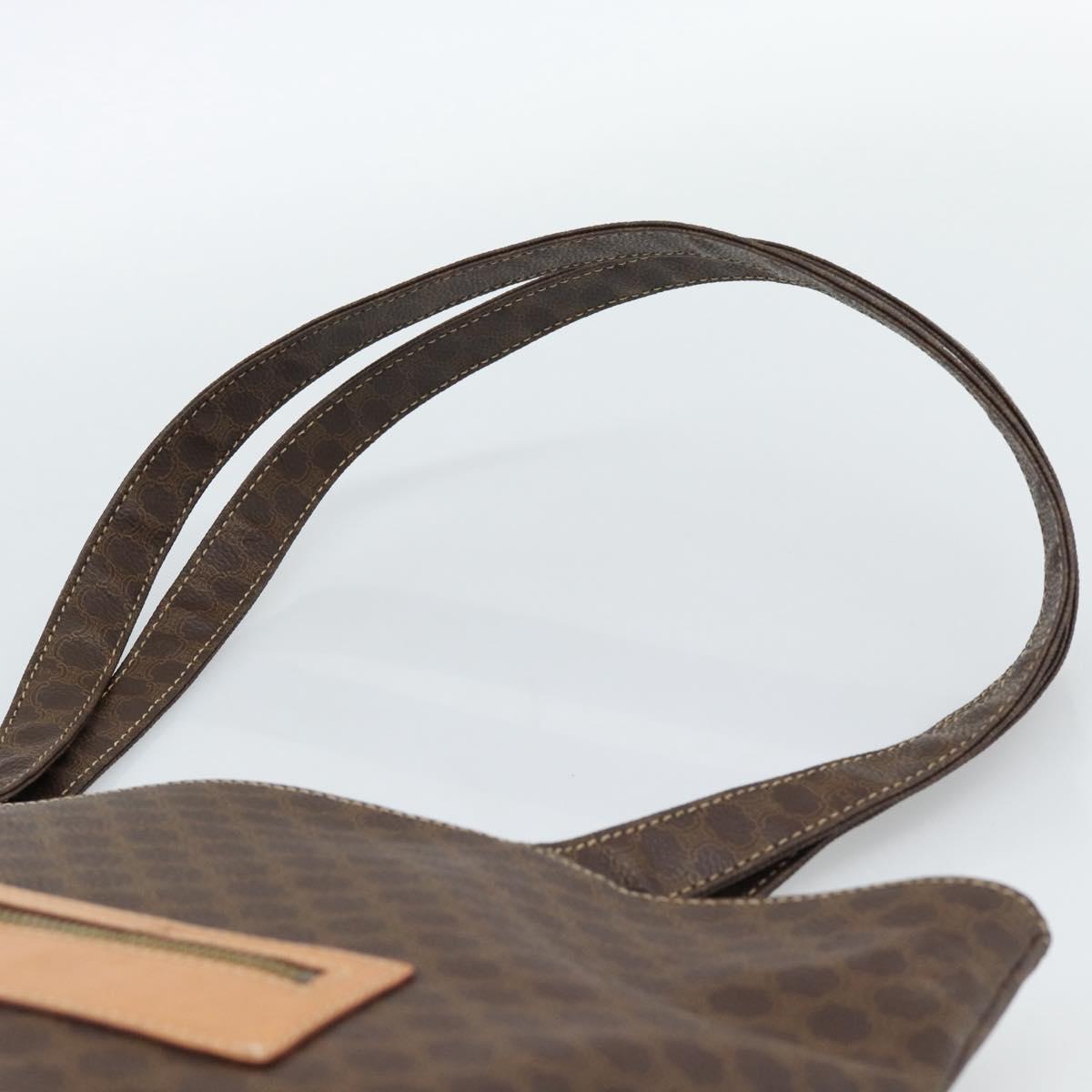 CELINE Macadam Canvas Tote Bag PVC Leather Brown gold Auth 188332A