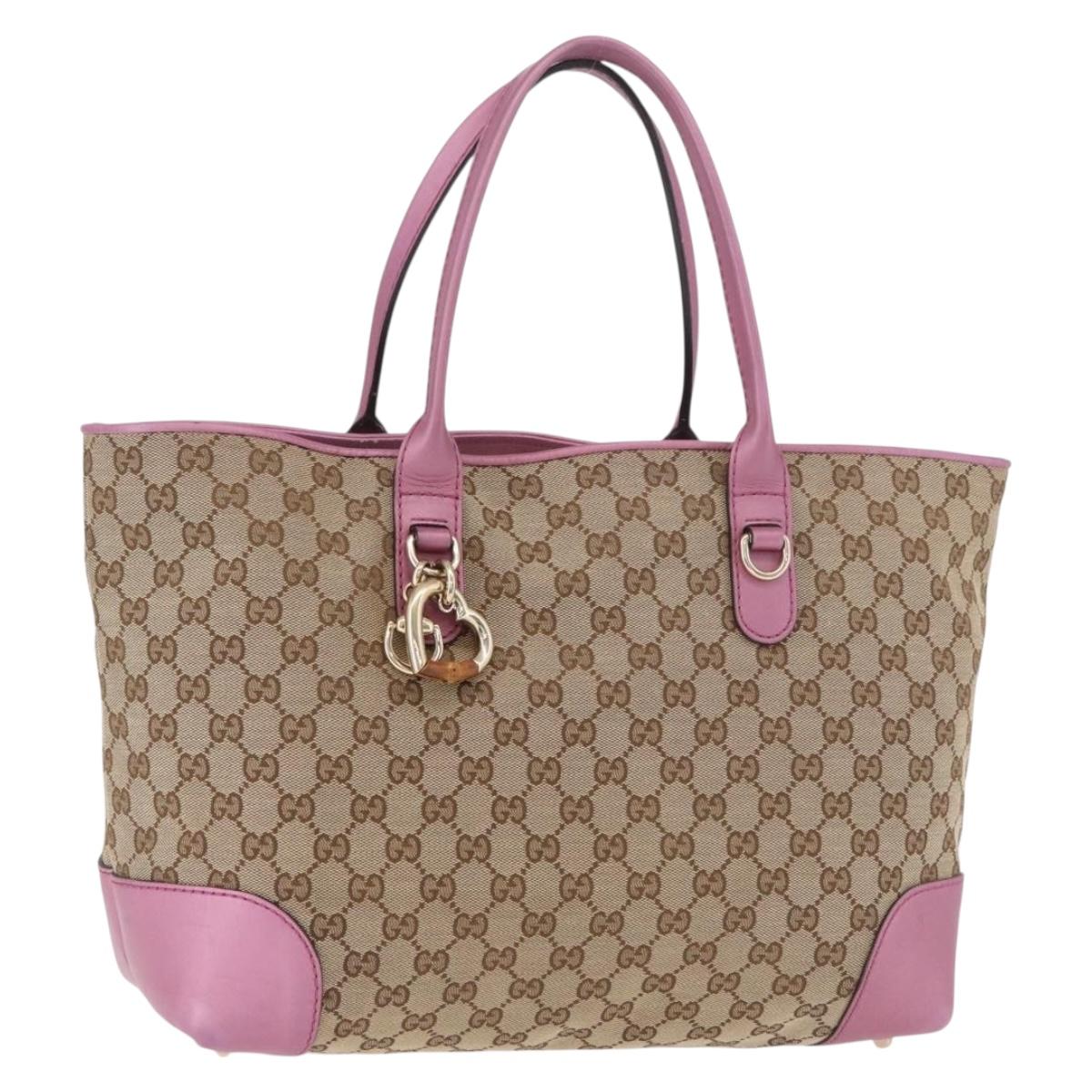 GUCCI GG Canvas Hand Bag Beige Gold 269956 Auth 188335
