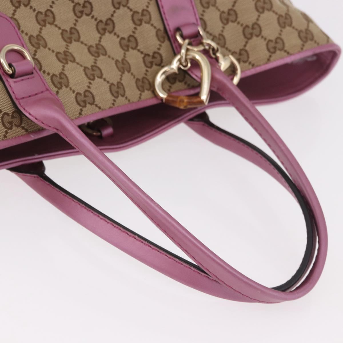 GUCCI GG Canvas Hand Bag Beige Gold 269956 Auth 188335