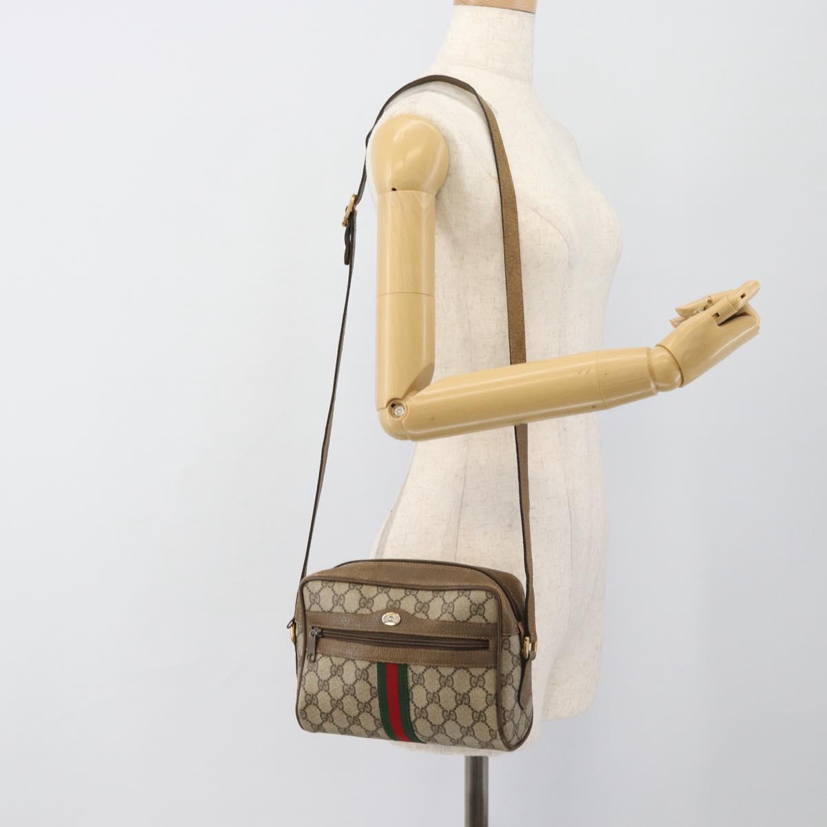 GUCCI GG Supreme Shoulder Bag PVC Beige Auth 188336