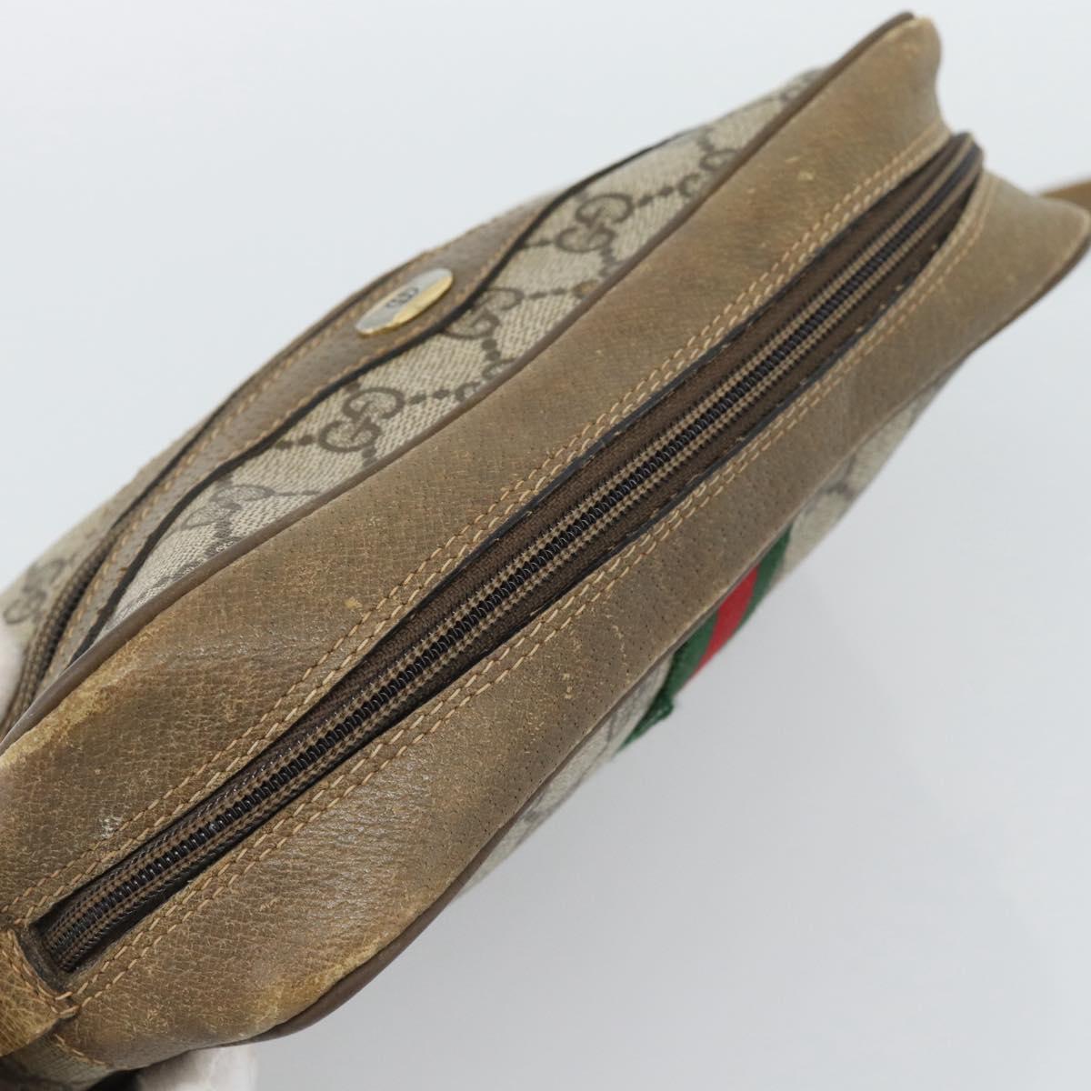 GUCCI GG Supreme Shoulder Bag PVC Beige Auth 188336
