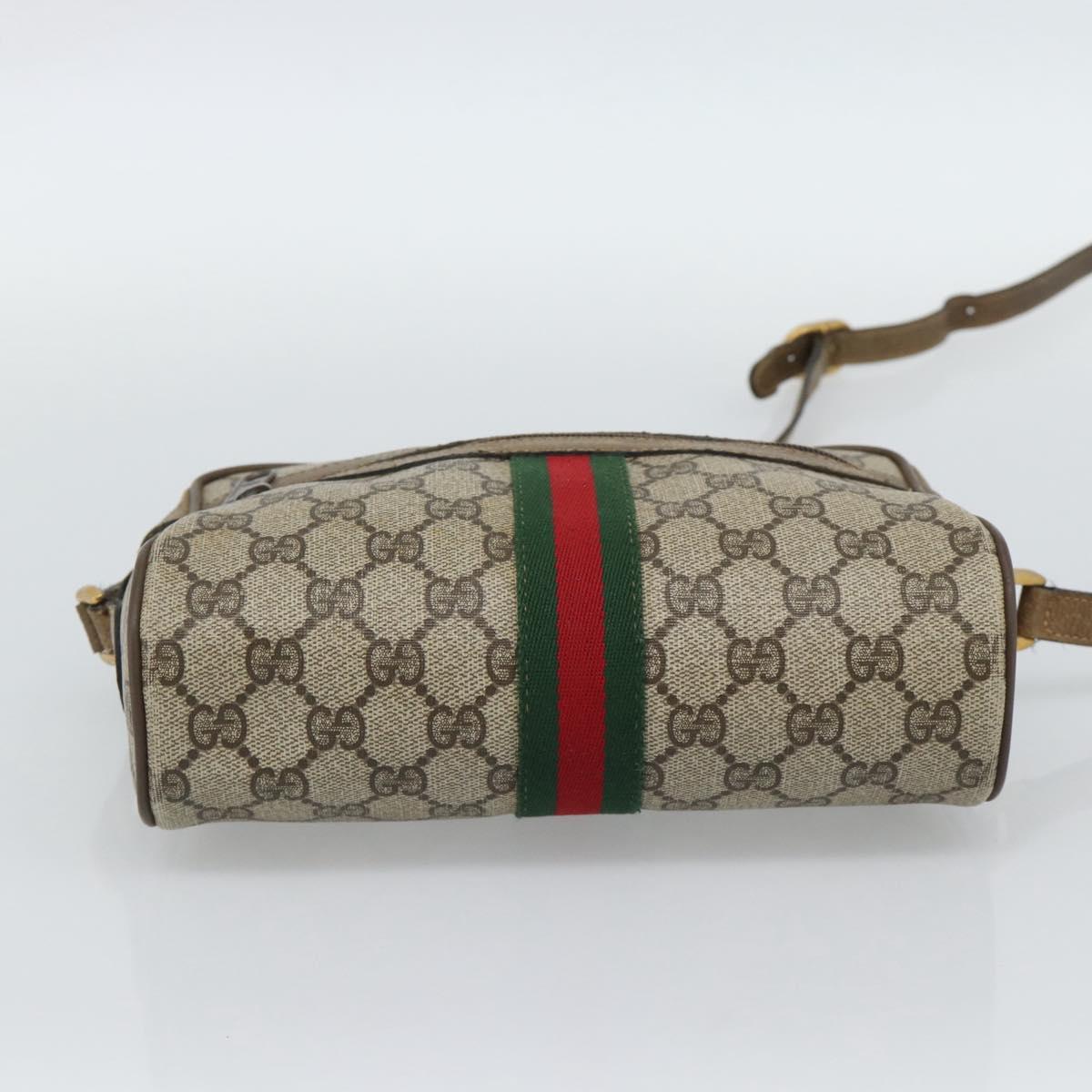 GUCCI GG Supreme Shoulder Bag PVC Beige Auth 188336