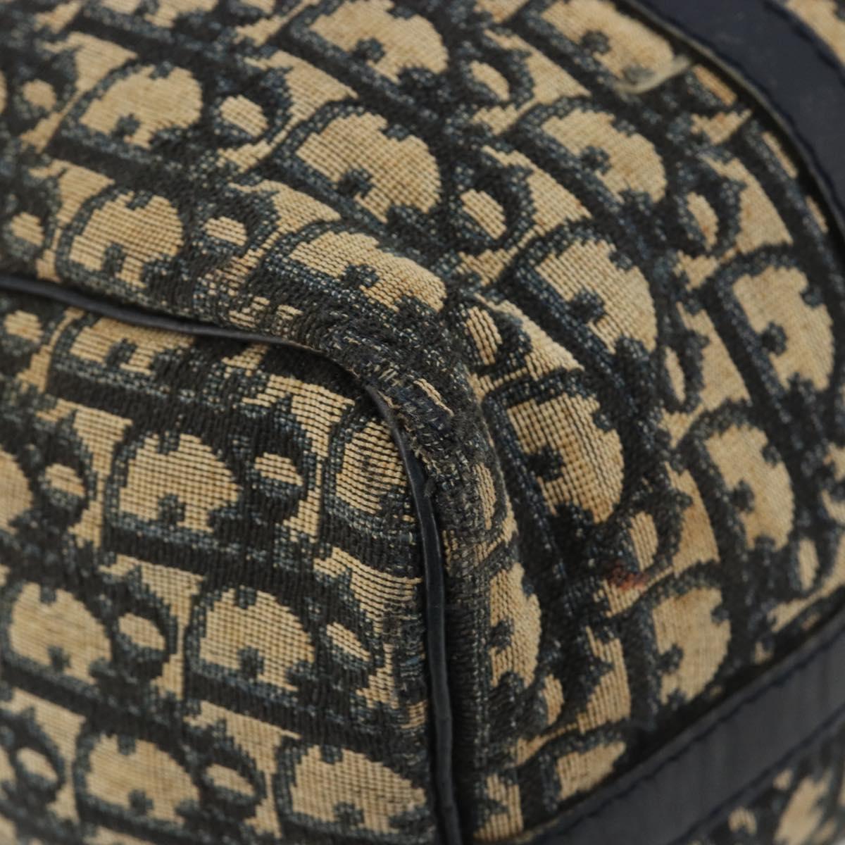 Christian Dior Trotter Canvas Boston Bag Navy Silver Auth 188337
