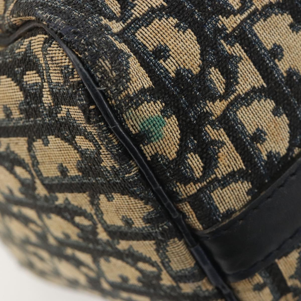 Christian Dior Trotter Canvas Boston Bag Navy Silver Auth 188337