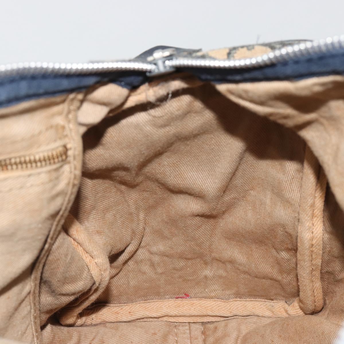 Christian Dior Trotter Canvas Boston Bag Navy Silver Auth 188337