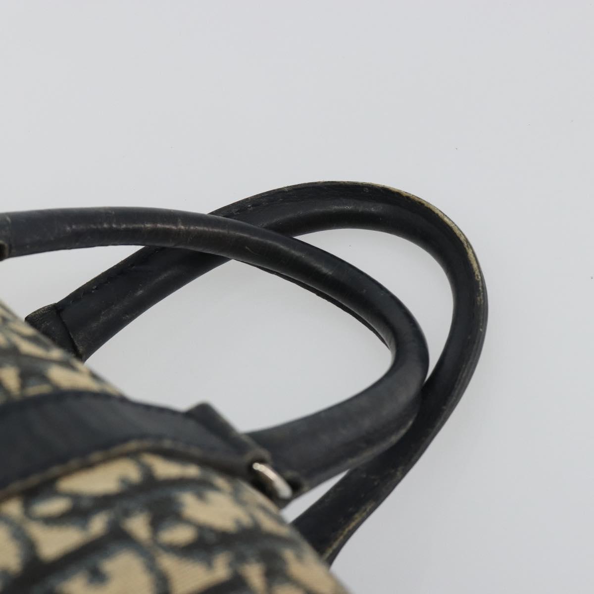 Christian Dior Trotter Canvas Boston Bag Navy Silver Auth 188337