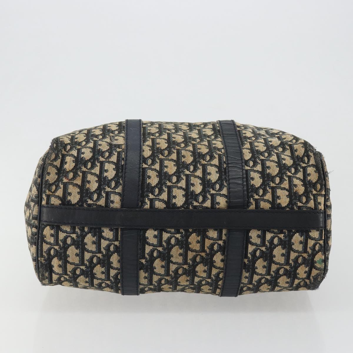 Christian Dior Trotter Canvas Boston Bag Navy Silver Auth 188337