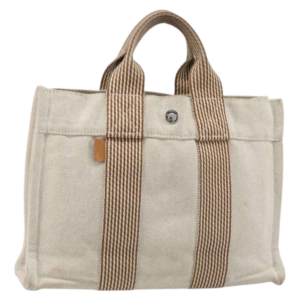 HERMES New Fourre Tout PM Hand Bag Canvas Gray Auth 188338