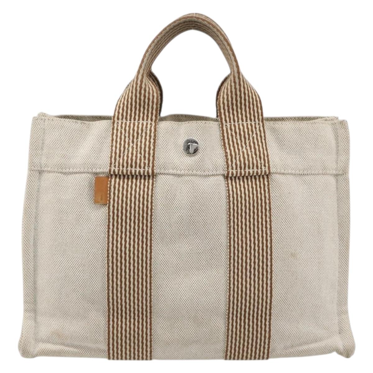 HERMES New Fourre Tout PM Hand Bag Canvas Gray Auth 188338