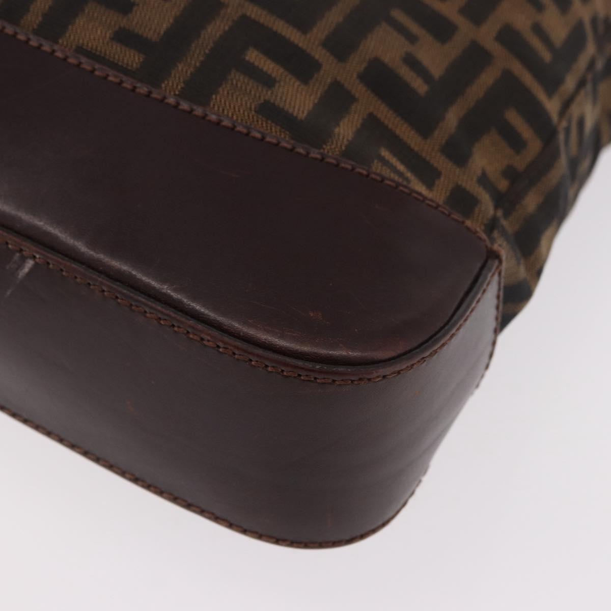 FENDI Zucca Canvas Tote Bag Black Brown Auth 188339A