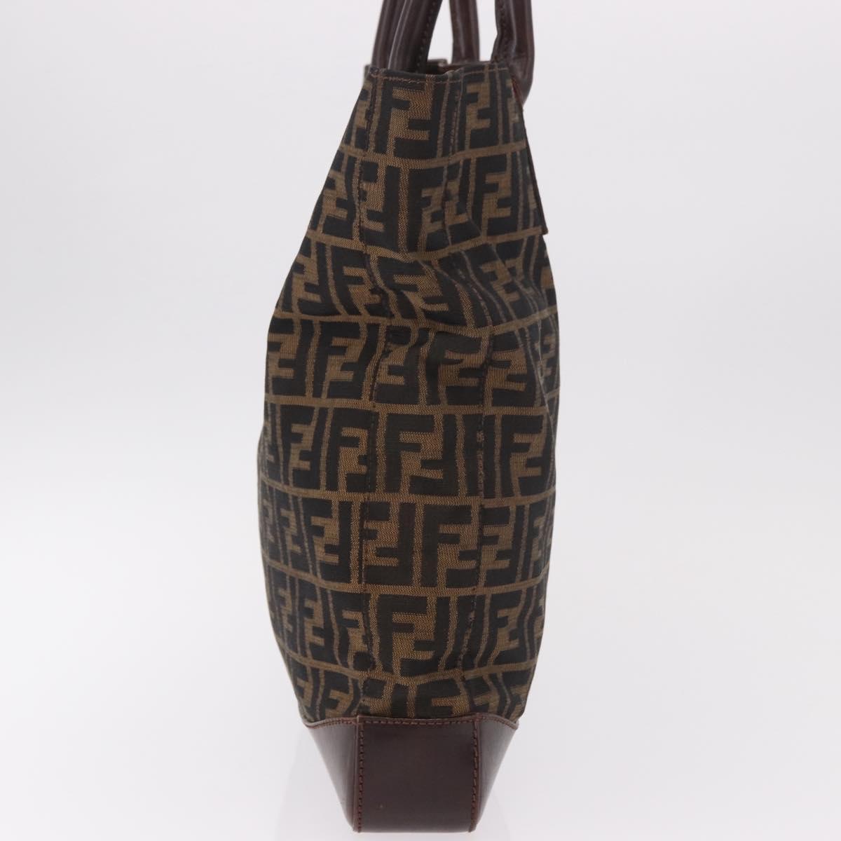 FENDI Zucca Canvas Tote Bag Black Brown Auth 188339A