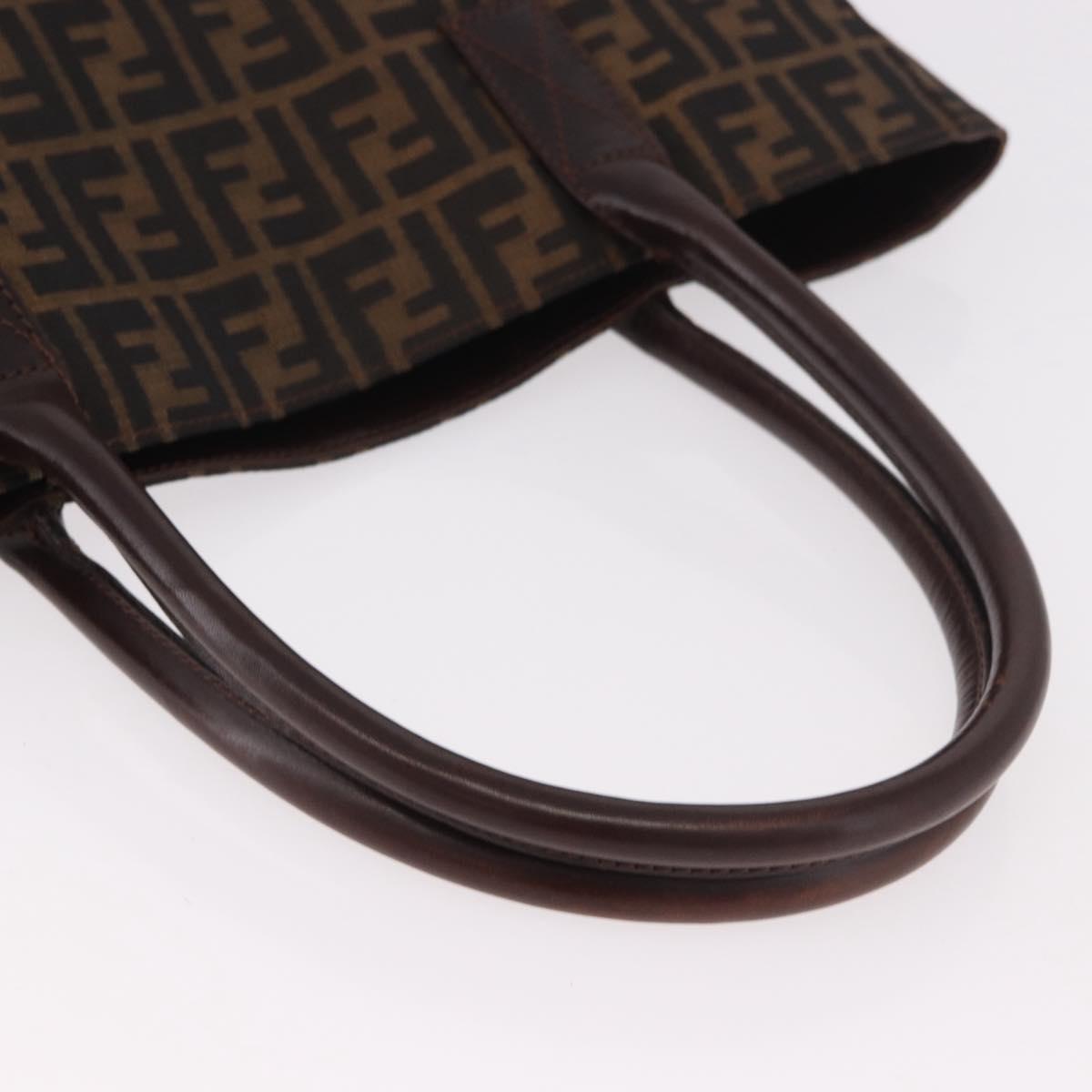FENDI Zucca Canvas Tote Bag Black Brown Auth 188339A