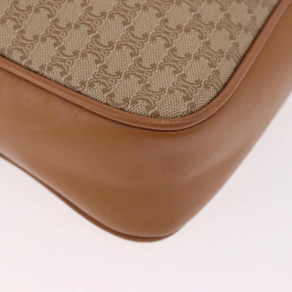 CELINE Macadam Canvas Shoulder Bag PVC Beige Gold Auth 188342A
