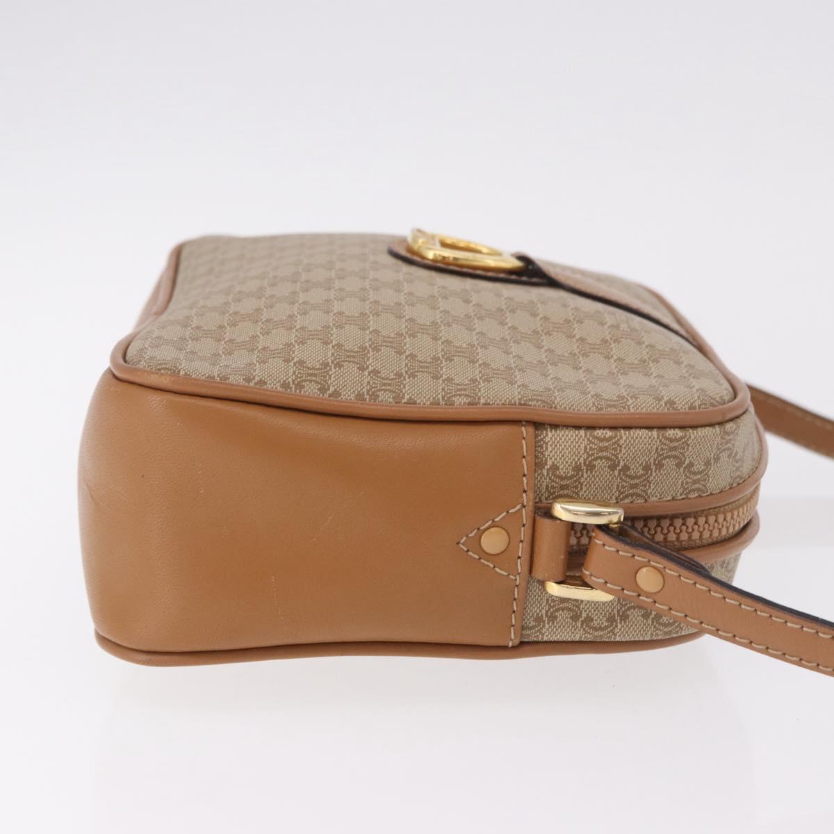 CELINE Macadam Canvas Shoulder Bag PVC Beige Gold Auth 188342A