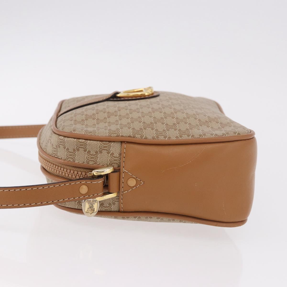 CELINE Macadam Canvas Shoulder Bag PVC Beige Gold Auth 188342A