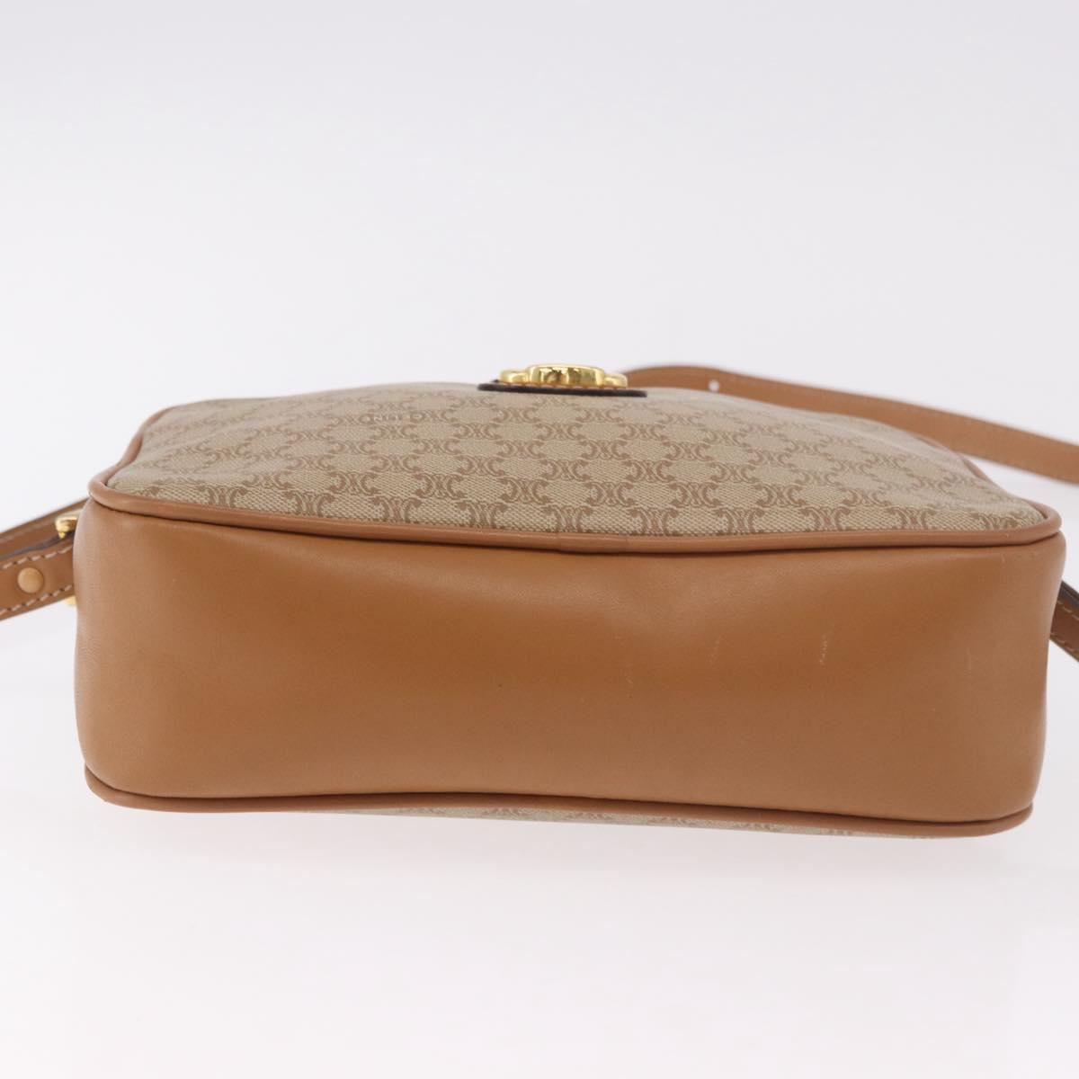 CELINE Macadam Canvas Shoulder Bag PVC Beige Gold Auth 188342A