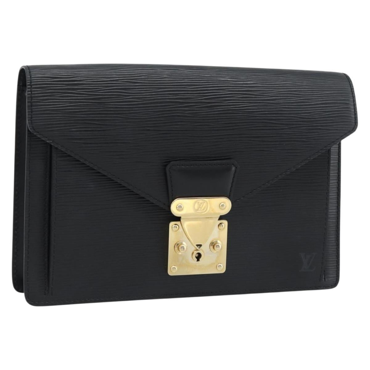 LOUIS VUITTON Epi Serie Dragonne Clutch Bag Black Noir M52612 LV Auth 188343A