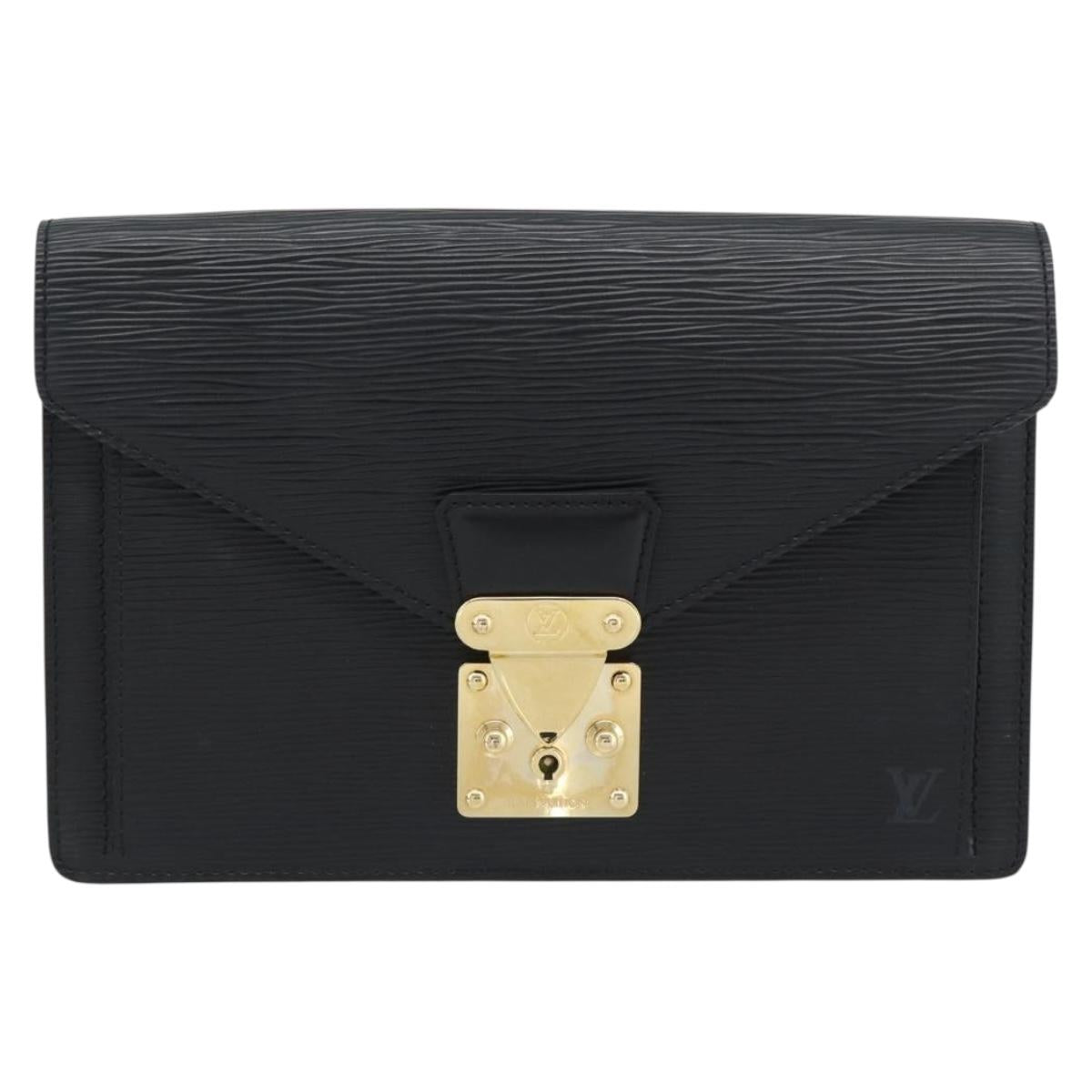 LOUIS VUITTON Epi Serie Dragonne Clutch Bag Black Noir M52612 LV Auth 188343A