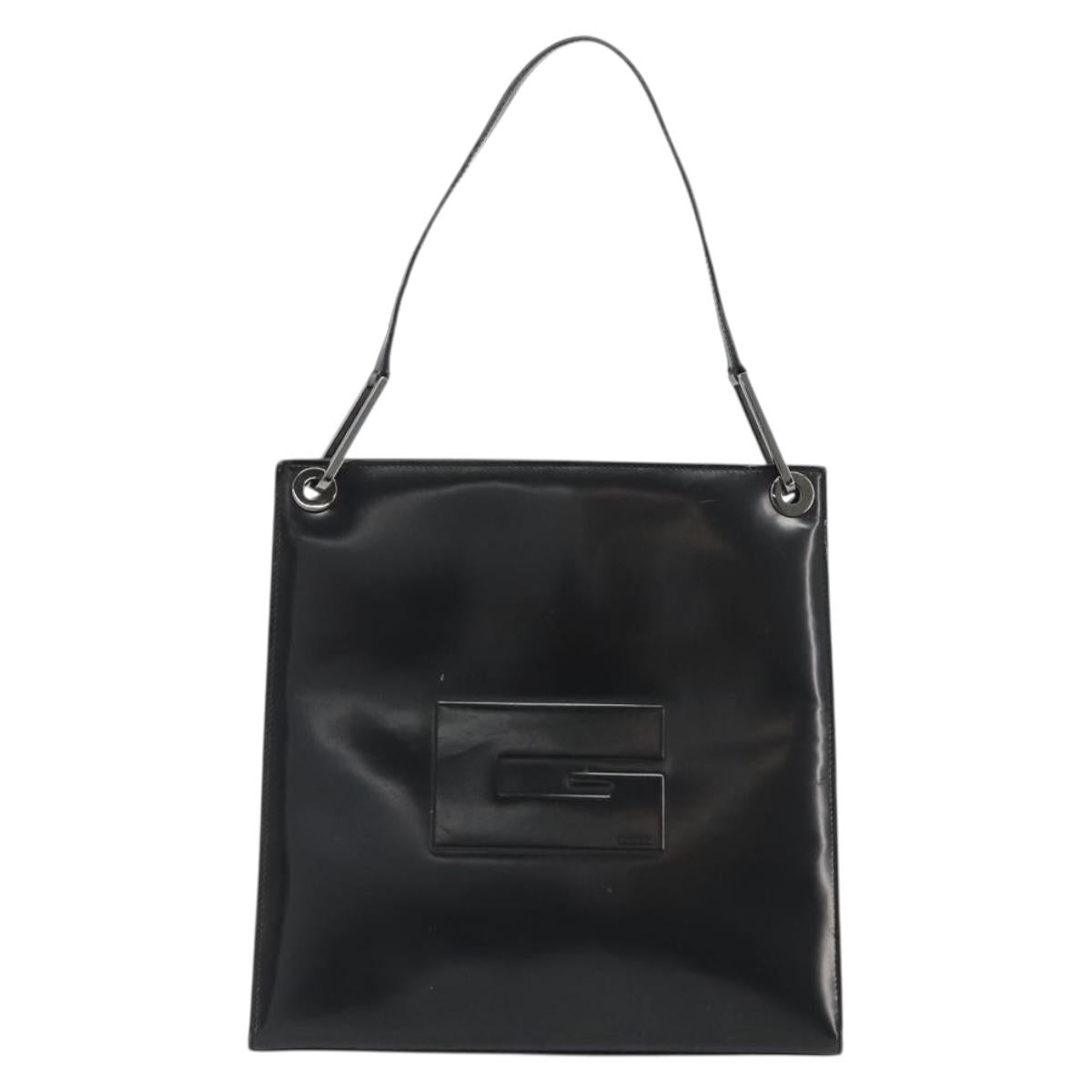 GUCCI Shoulder Bag Patent leather Black Silver 001 1013 3037 Auth 188345