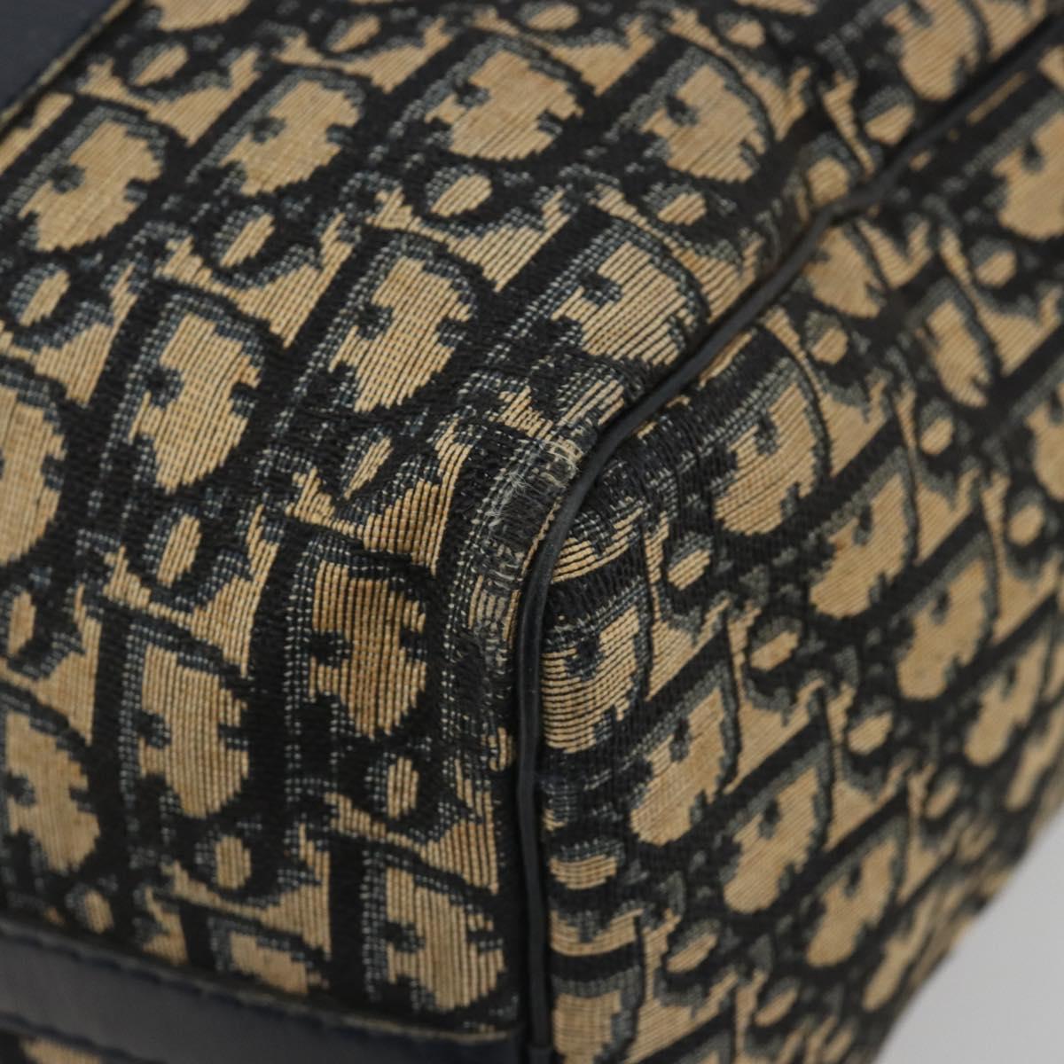 Christian Dior Trotter Canvas Boston Bag Navy Silver Auth 188347