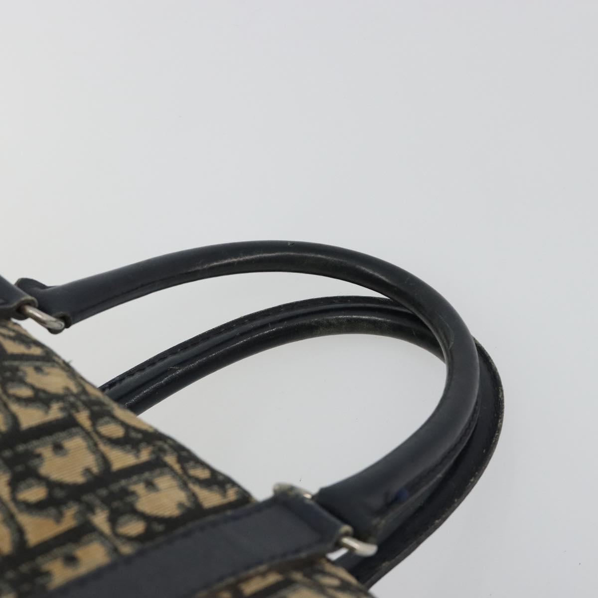 Christian Dior Trotter Canvas Boston Bag Navy Silver Auth 188347