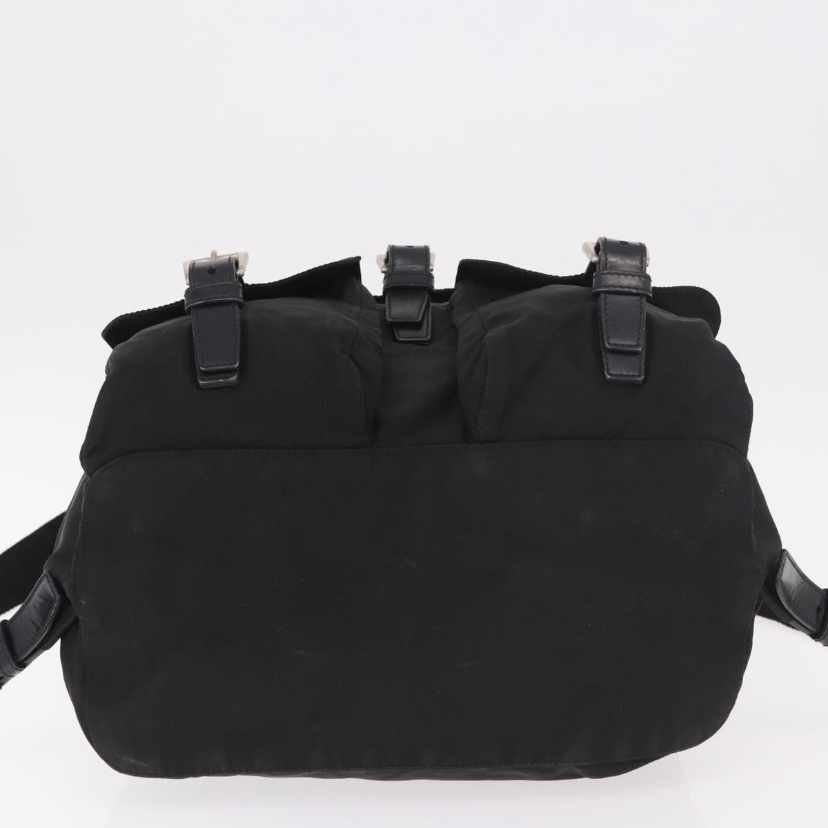 PRADA Backpack Nylon Black Silver Auth 188348
