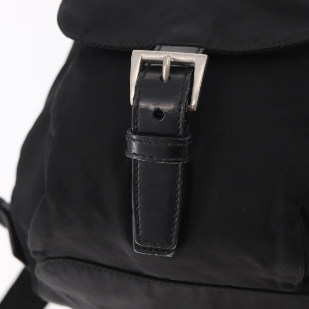 PRADA Backpack Nylon Black Silver Auth 188348