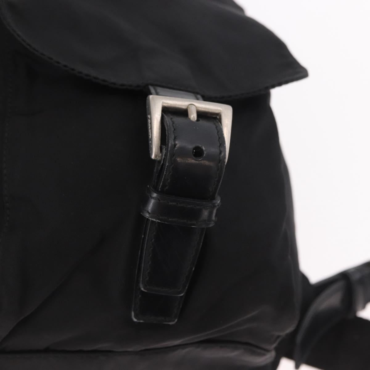 PRADA Backpack Nylon Black Silver Auth 188348