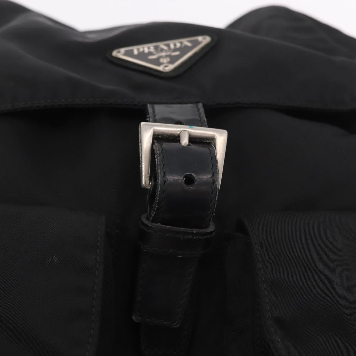 PRADA Backpack Nylon Black Silver Auth 188348