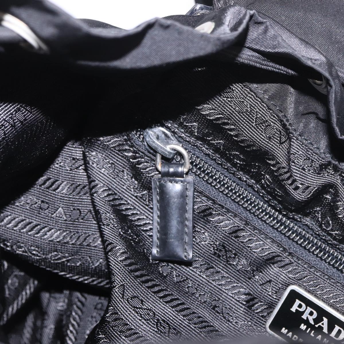 PRADA Backpack Nylon Black Silver Auth 188348