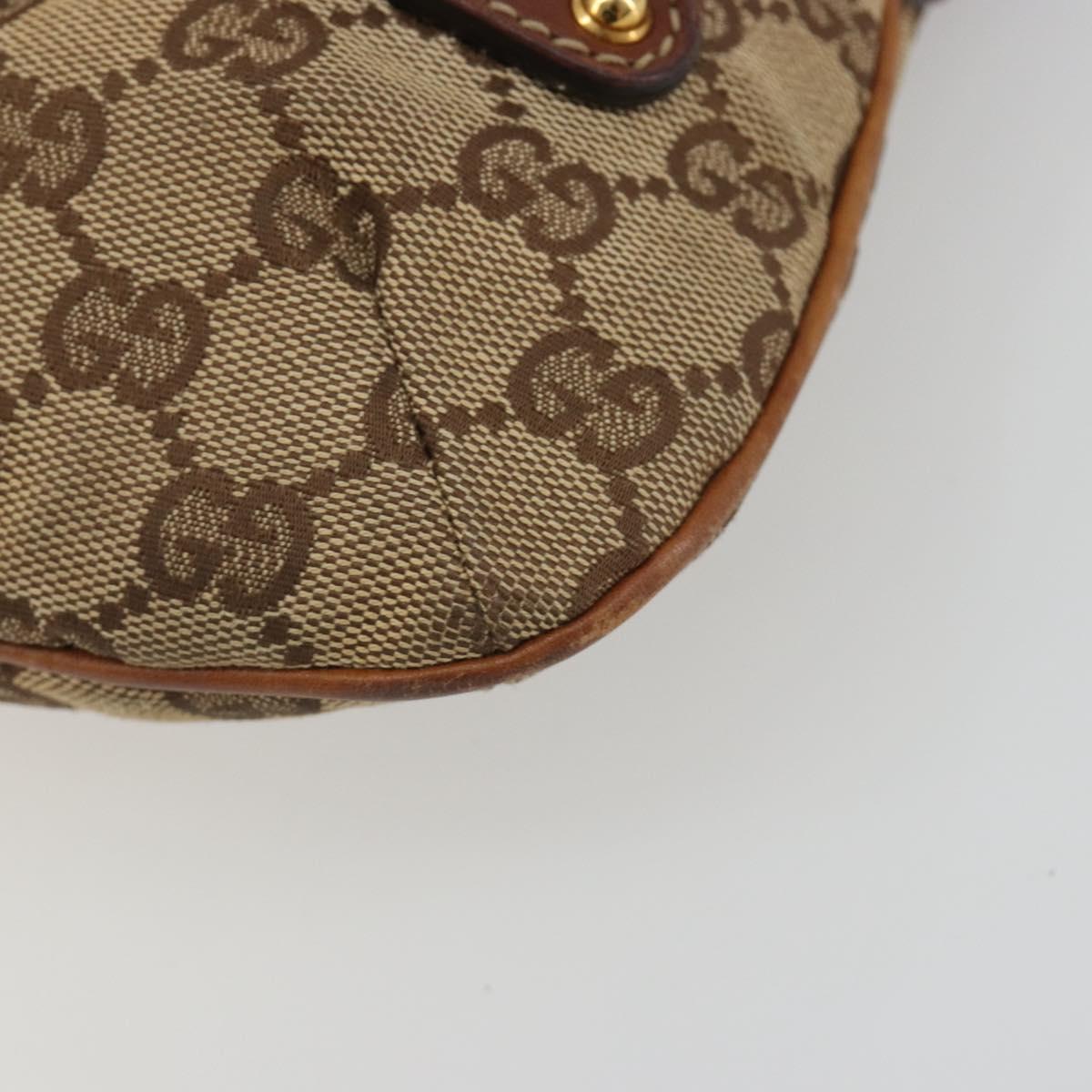 GUCCI Horsebit GG Canvas Shoulder Bag Beige Gold 159301 Auth 188349