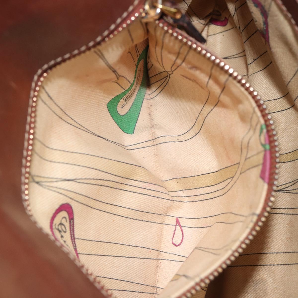 GUCCI Horsebit GG Canvas Shoulder Bag Beige Gold 159301 Auth 188349