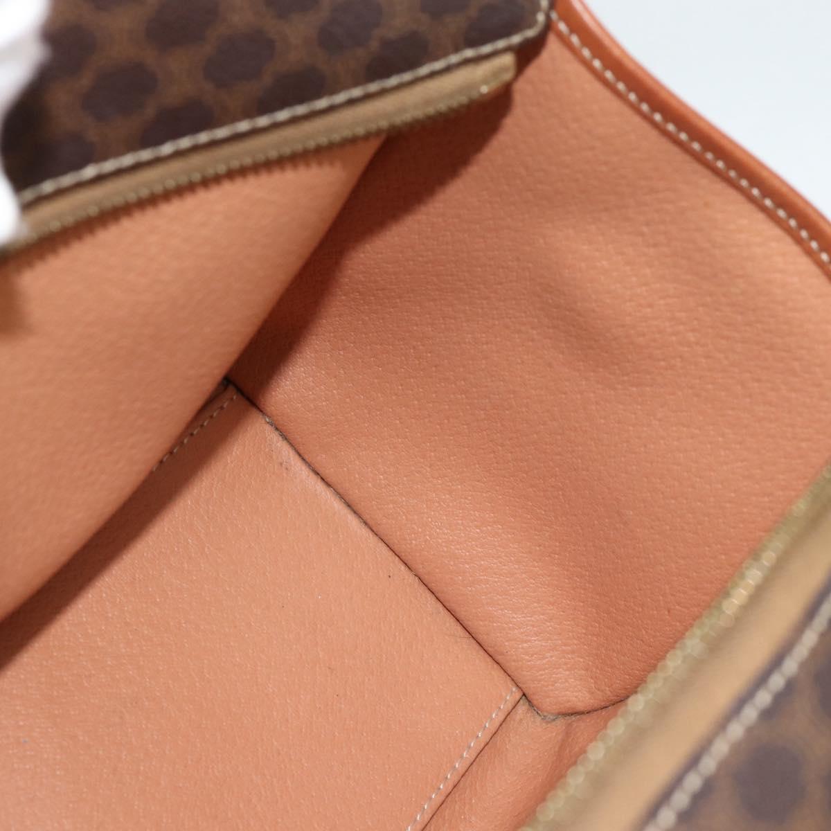 CELINE Macadam Canvas Hand Bag PVC Leather Brown Gold Auth 188353A